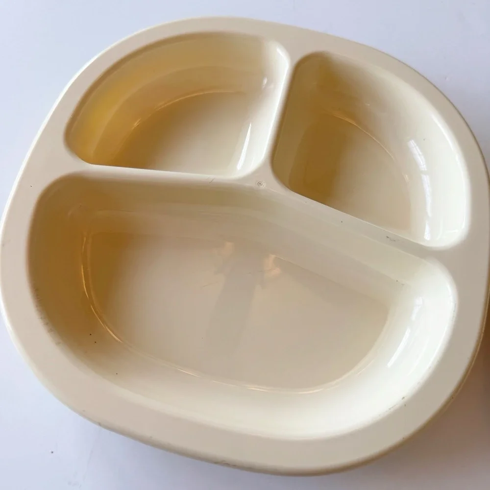 Rubbermaid Microwave Heatables Divided 2 Plates No Lid 0059 Speckled Almond VTG